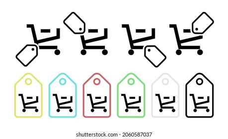 Shopping card remove vector icon in tag set illustration for ui and ux, website or mobile application