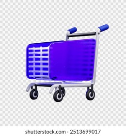 shopping cart 3d illustration icon cartoon style vector