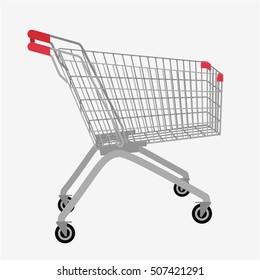 Shopping cart 3d isolated on white background. Flat vector illustration.