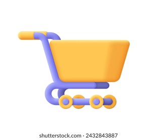 Shopping cart. 3d vector icon. Cartoon minimal style.