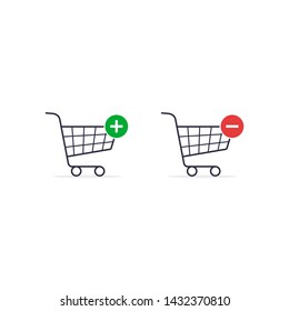 Shopping Cart, Add to chart or delete line icon set. Market, buying, sale. Shopping concept. Vector illustration.