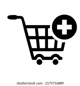 Carro de compra con icono adicional , Estilo de diseño plano vectorial