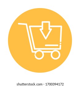 carrito de la compra con bloque de flecha y icono de estilo plano ilustración vectorial diseño