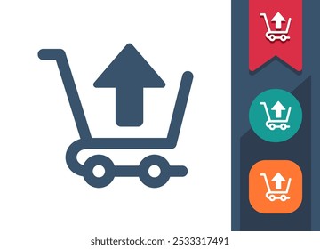 Shopping Cart With Arrow, Ecommerce, E-Commerce Icon. Professional, pixel perfect icon. EPS 10 format.