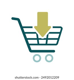Shopping cart with an arrow flat icon. E-commerce sign. Graph symbol for your web site design, logo, app, UI. Vector illustration, EPS10.