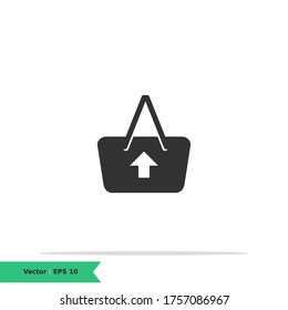 Shopping Cart with Arrow Up Icon Illustration. Shopping, Upload / Add Cart List Sign Symbol Logo Templete. Vector Icon EPS 10