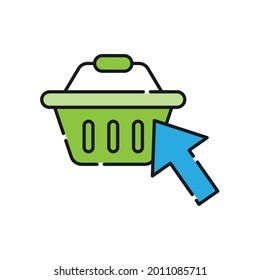 Carro de compras con icono de flecha Diseño vector. Icono de carro de compras con el concepto de diseño de flecha para comercio electrónico, tienda online y sitio web de mercado, móvil, logotipo, símbolo, botón, signo, interfaz de usuario de la aplicación