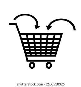 Shopping cart and arrow icon. Vector.