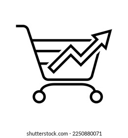 shopping cart with arrow up icon vector