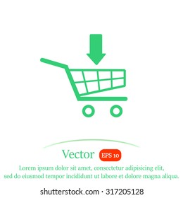 Shopping Cart with arrow vector icon.
