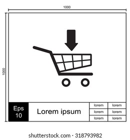 Shopping Cart with arrow vector icon.