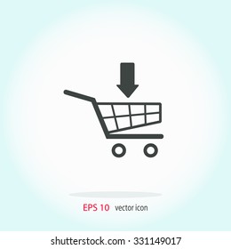 Shopping Cart with arrow vector icon.