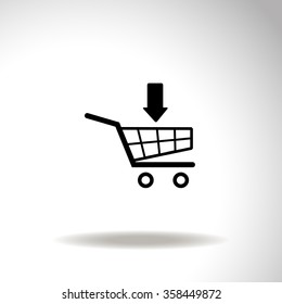 Shopping Cart with arrow vector icon.