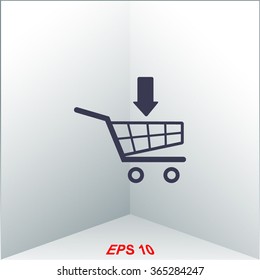 Shopping Cart with arrow vector icon.