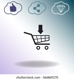 Shopping Cart with arrow vector icon.