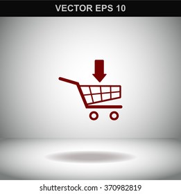 Shopping Cart with arrow vector icon.