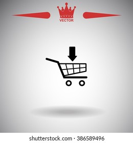Shopping Cart with arrow vector icon.