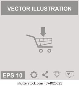 Shopping Cart with arrow vector icon.