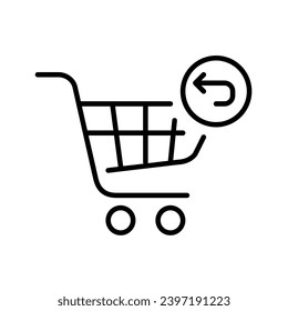 Shopping cart and backwards arrow. Pixel perfect, editable stroke