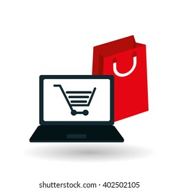 shopping cart and bag design , vector illustration