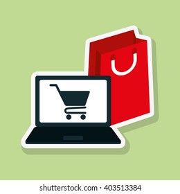 shopping cart and bag design , vector illustration