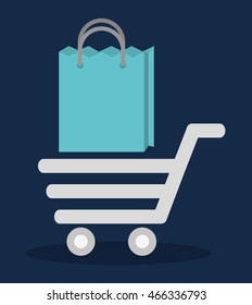 shopping cart bag online store market icon. Flat and Colorfull illustration. Vector graphic