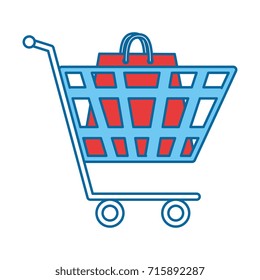 shopping cart with bag paper