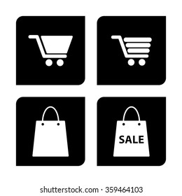 Shopping cart and bag -  vector icon set