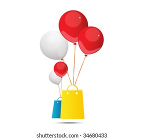 shopping cart with balloons