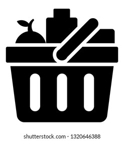 Shopping cart, basket glyph icon 