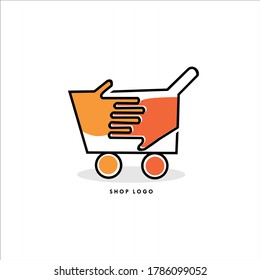Shopping cart or basket icon logo vector. Set of trolley design illustration. Apply to online shop application, e-market, e commerce, mall, etc for apps, website or brand. Simple line art flat style