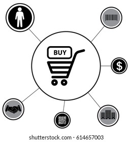 shopping cart (basket) icon. vector illustration