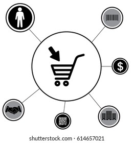 shopping cart (basket) icon. vector illustration