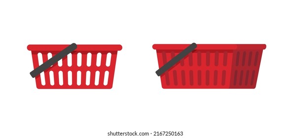 Shopping Cart Basket Or Shop Bag Icon 3d And Flat Vector Red Empty Graphic Image Isolated On White Object Illustration Clipart