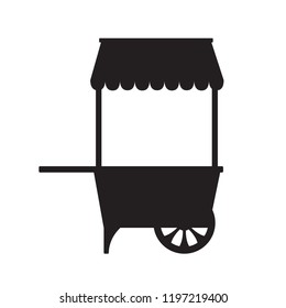 Shopping cart. Black chilouet on a white background. Vector illustration.