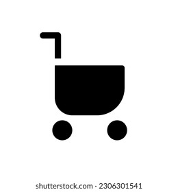 Shopping cart black glyph ui icon. Purchase products, services from shop. User interface design. Silhouette symbol on white space. Solid pictogram for web, mobile. Isolated vector illustration
