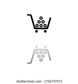 Shopping cart. Black symbol on white background. Simple illustration. Flat Vector Icon. Mirror Reflection Shadow. Can be used in logo, web, mobile and UI UX project