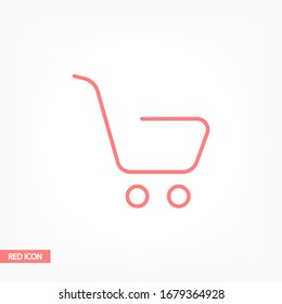 Shopping cart black vector icon line linear style on the background. Best icon 10 eps illustration