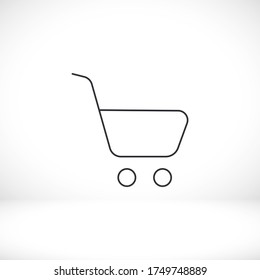 Shopping cart black vector icon line linear style on the background. Best icon 10 eps illustration