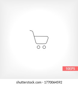 Estilo lineal de línea de icono del vector negro del carro de la compra en el fondo. Icono de mejor ilustración de 10 pasos