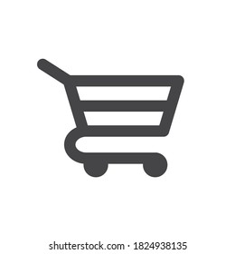 Shopping cart black vector icon. Trolley cart web symbol, online store glyph icon.