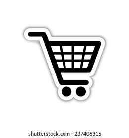 Shopping cart - black vector icon with shadow