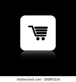 Shopping cart - black vector icon on the white button