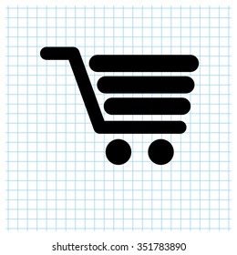 Shopping cart - black vector icon