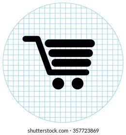 Shopping cart -  black vector icon