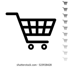 Shopping cart - black vector icon and ten icons in  shades of grey
