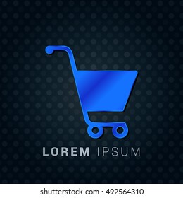 Shopping Cart Blue metallic chromium precious Icon / Logo Design