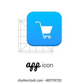 Shopping Cart Blue Mobile App UI/UX Button Corporate Logo / Icon Design