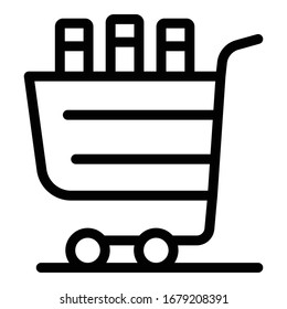 Shopping cart with books icon. Outline shopping cart with books vector icon for web design isolated on white background