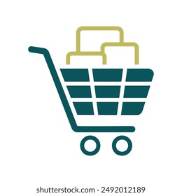 Carrito de compras con cajas plano. Signo de comercio electrónico. Símbolo gráfico para el diseño de su Sitio web, logotipo, App, UI. Ilustración vectorial, EPS10.